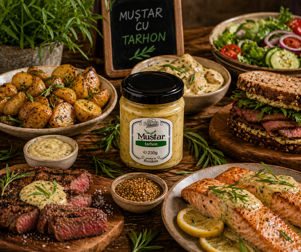 Muștar Honigberg cu tarhon, 230g