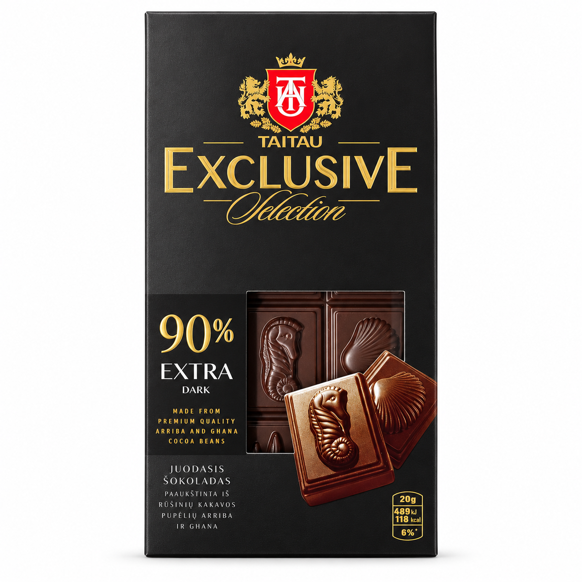 Ciocolată neagră Taitau Exclusive Selection 90% extra dark 100 g, cutie
