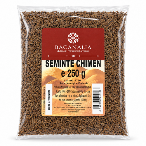 Semințe de chimen 250 g, pungă Bacanalia