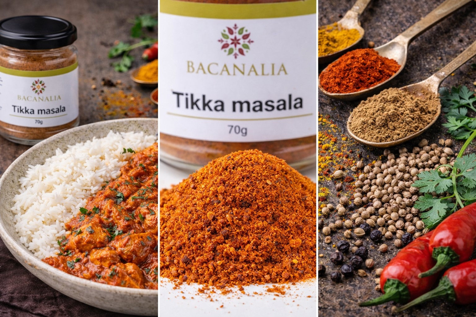 Tikka Masala BACANALIA 70g – mix condimente pentru pui tikka, curry și preparate indiene
