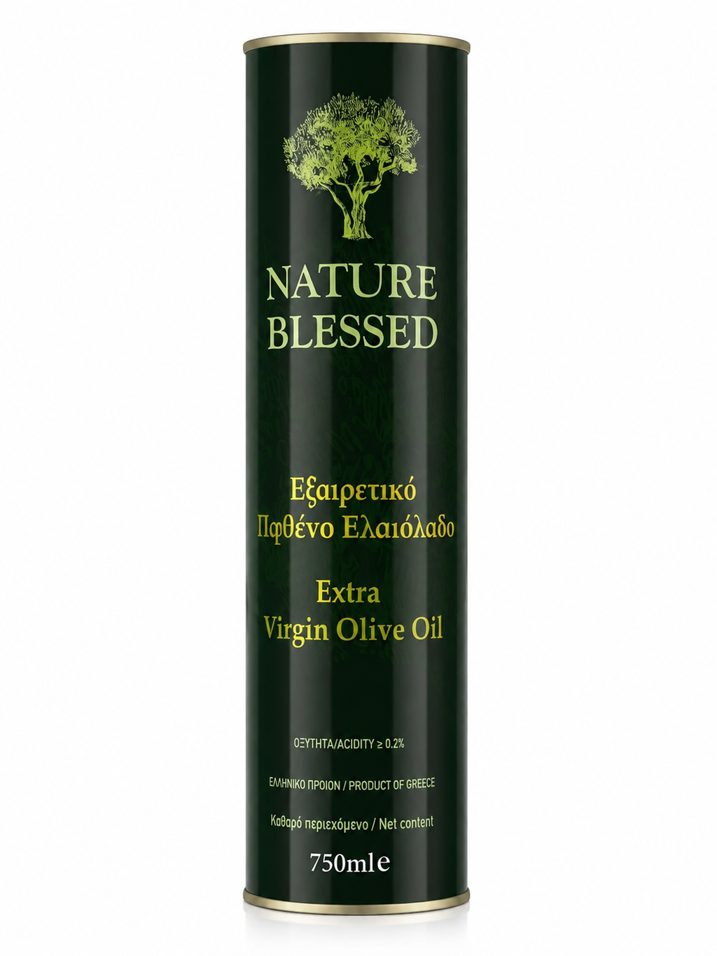 Ulei de măsline extravirgin Nature Blessed, premium, aciditate max. 0.2%, Grecia, recipient metalic, 750ml