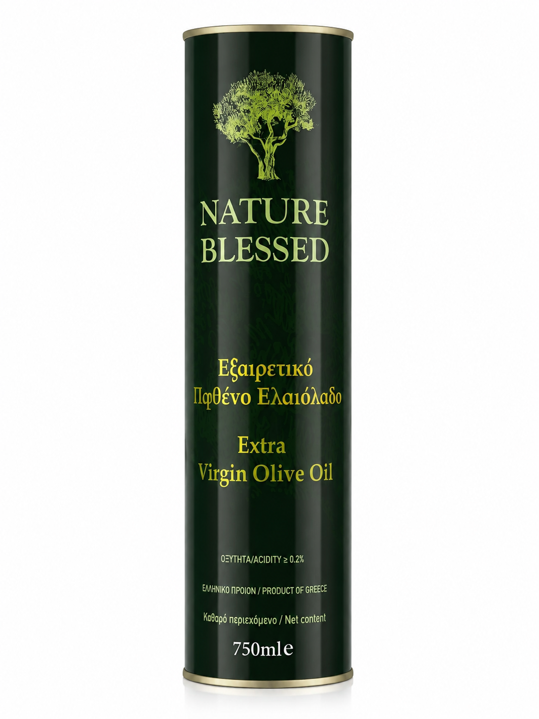 Ulei de măsline extravirgin Nature Blessed, premium, aciditate max. 0.2%, Grecia, recipient metalic, 750ml
