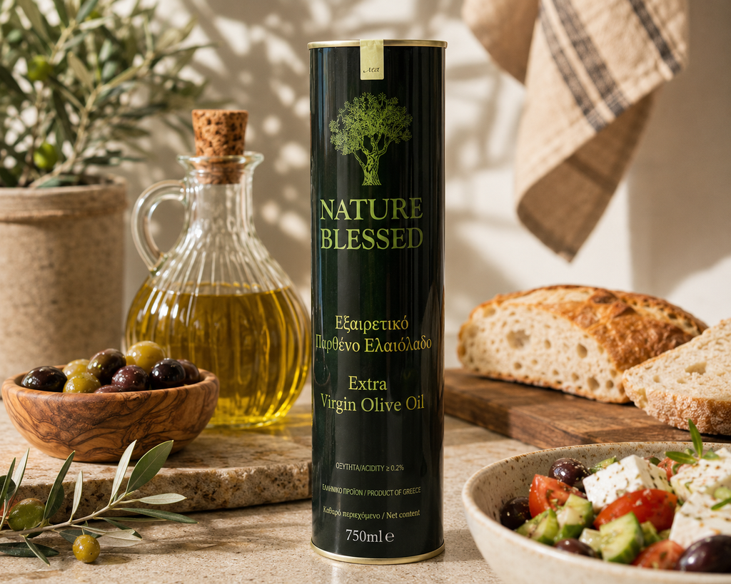 Ulei de măsline extravirgin Nature Blessed, premium, aciditate max. 0.2%, Grecia, recipient metalic, 750ml
