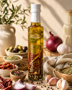 Dressing pentru salată Mediterranean Flavors, ulei virgin de măsline grecesc cu oregano, roșii uscate, ardei, ceapă și usturoi, 250ml
