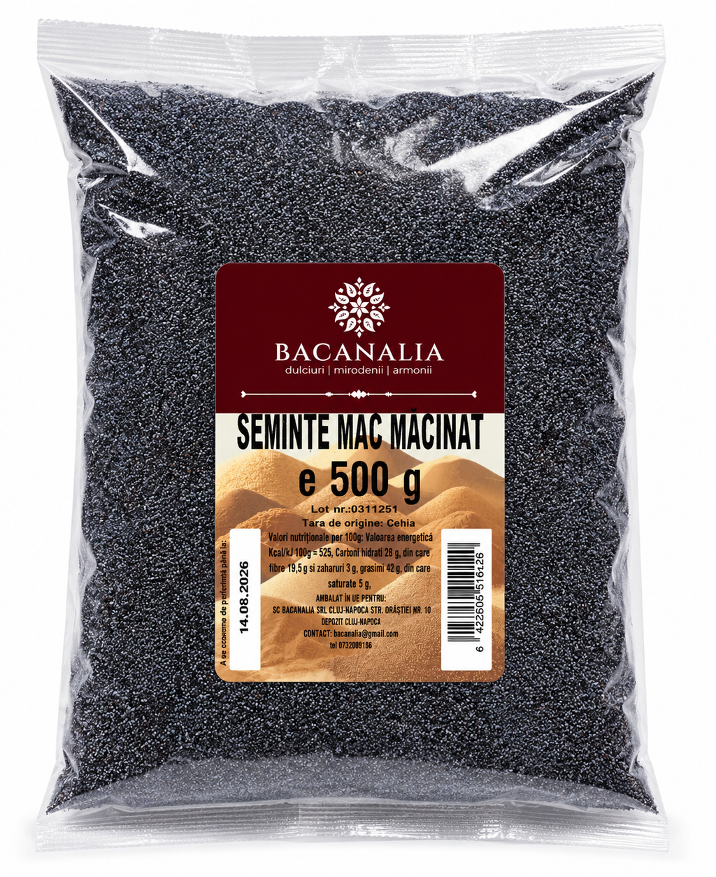 Semințe de Mac Măcinat BACANALIA 500g