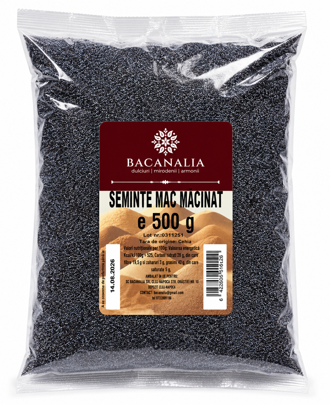 Semințe de Mac Măcinat BACANALIA 500g