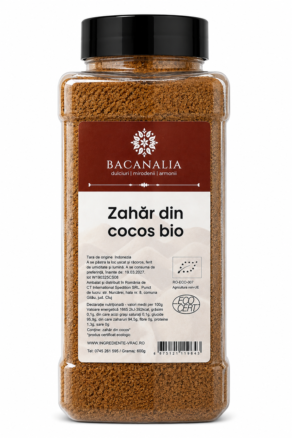 Zahăr din Cocos Bio 600 gr