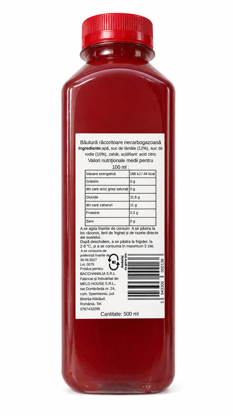 Limonadă cu rodie, 500 ml