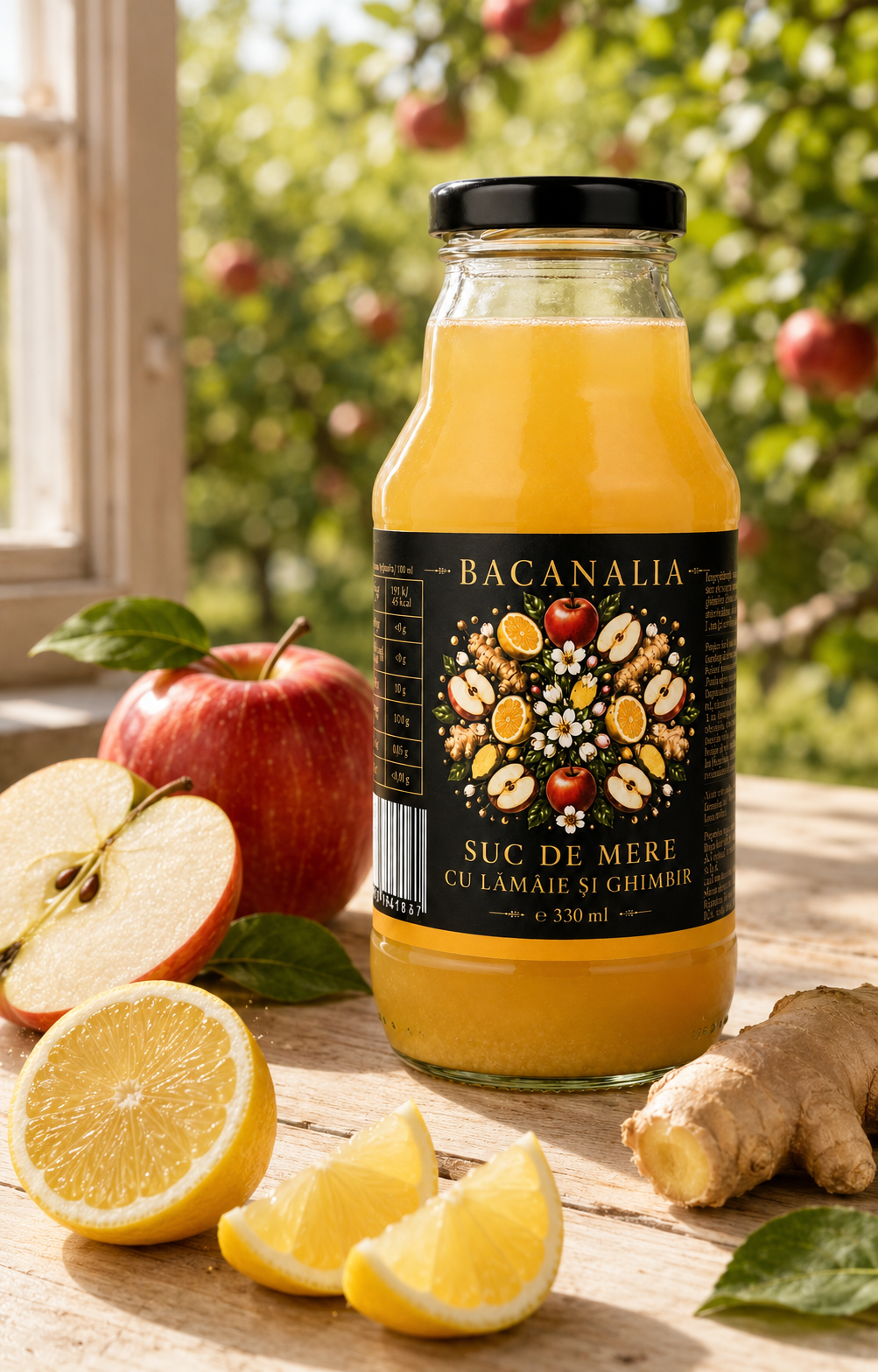 Suc de mere cu lămâie și ghimbir, 330 ml
