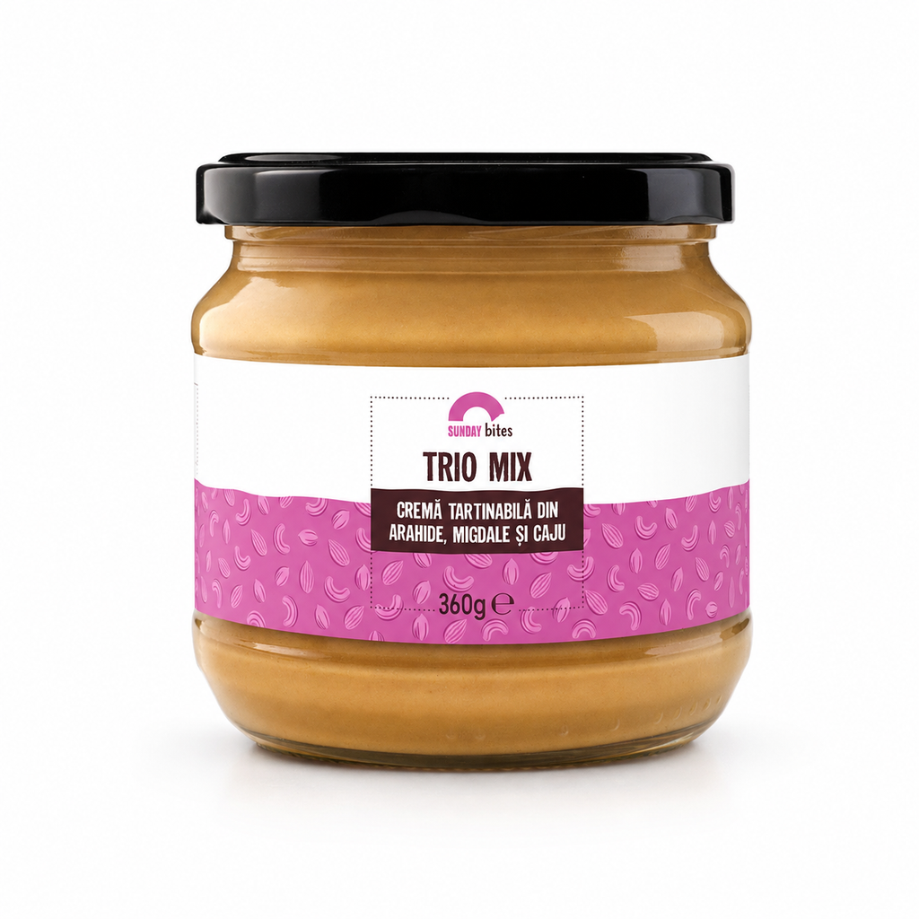 Trio mix Cremă tartinabilă din arahide, migdale și caju 360 gr