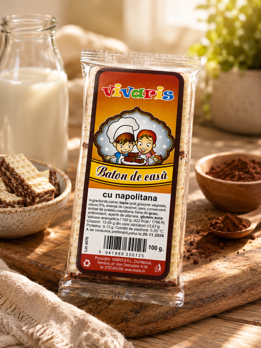 Baton de casă cu napolitană VIVARIS, 100 g