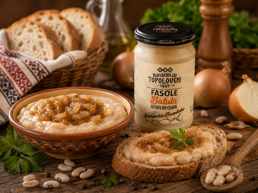 Fasolea Bătută cu Sos de Ceapă 300g – Bunatati de Topoloveni
