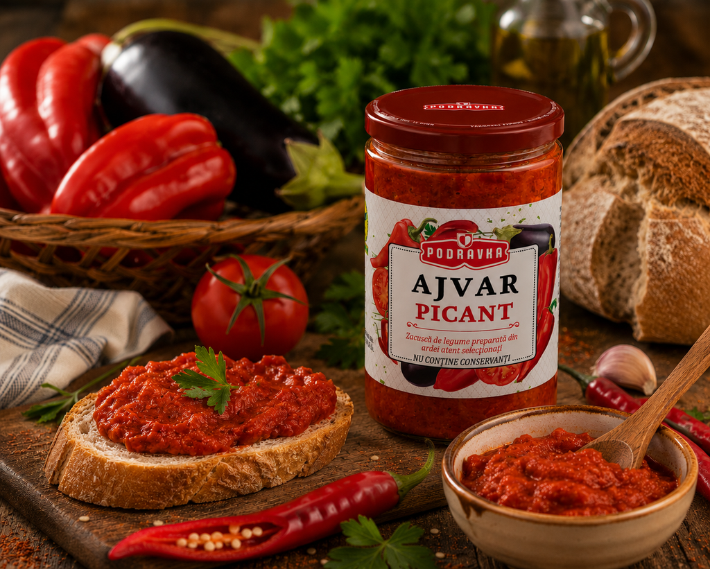Ajvar Zacuscă picantă de ardei roșii