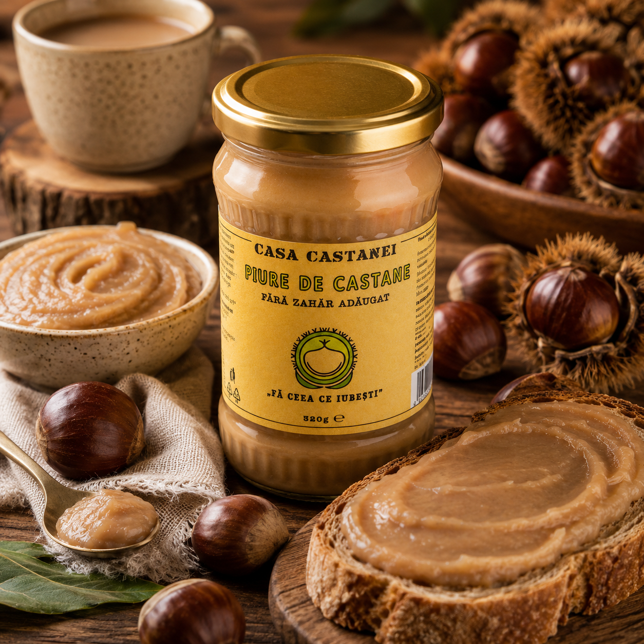Piure de castane fara zahar adaugat 320gr - Casa Castanei
