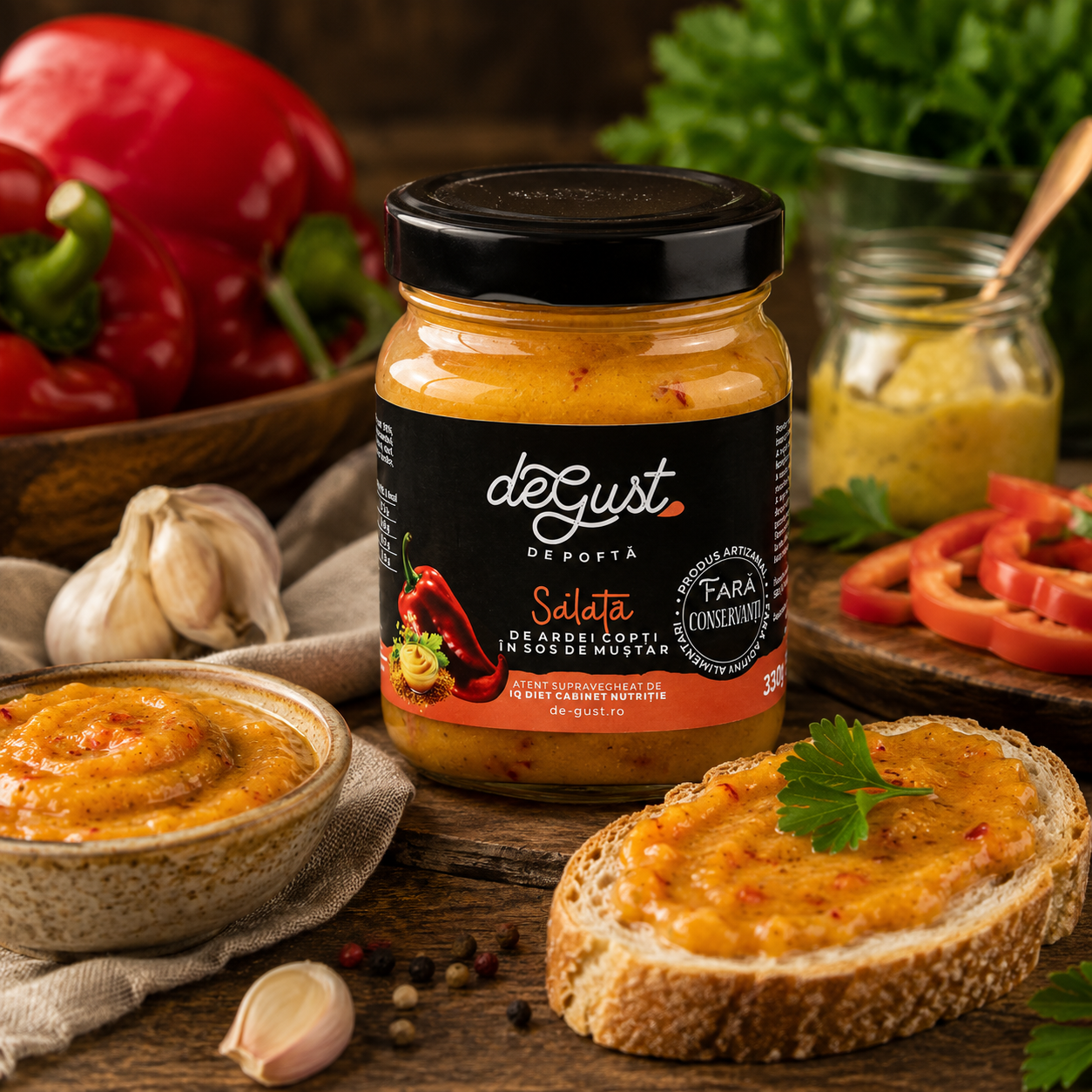 Salată de Ardei Copți în Sos de Muștar, 300 gr Degust