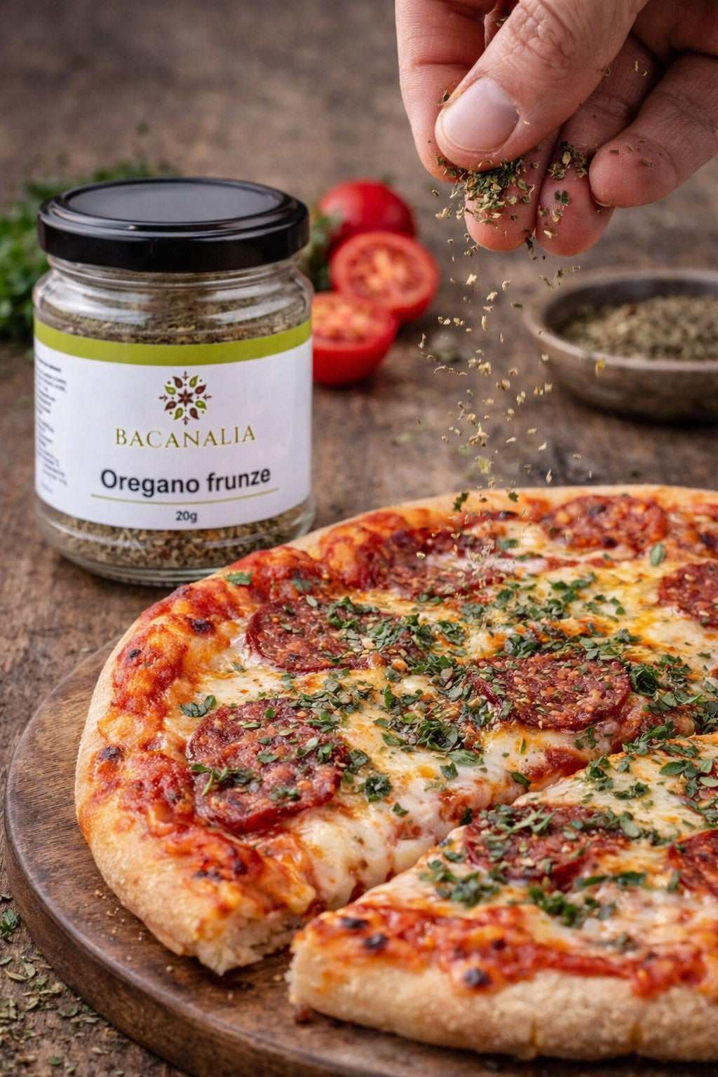Oregano frunze BACANALIA 20g – condiment uscat pentru pizza, paste și sosuri