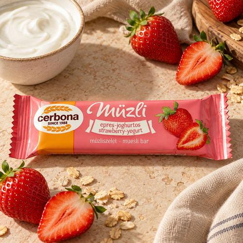 Baton Cerbona cu căpșuni și iaurt, snack