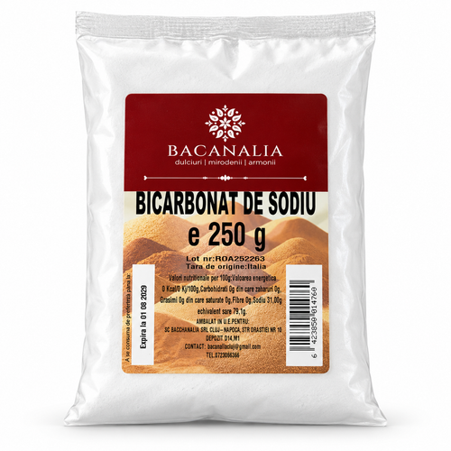 Bicarbonat de sodiu 250 g, pungă Bacanalia