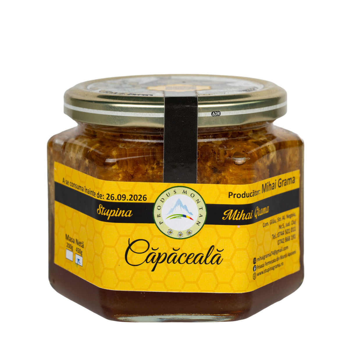 Borcan de căpăceală cu miere crudă Mihai Grama 450 g