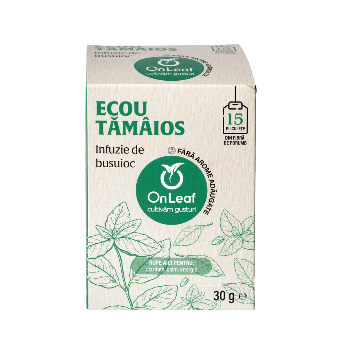 Cutie de ceai OnLeaf Ecou Tămâios, infuzie de busuioc