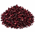 Hibiscus uscat mărunțit, flori roșii-vișinii pe fundal alb