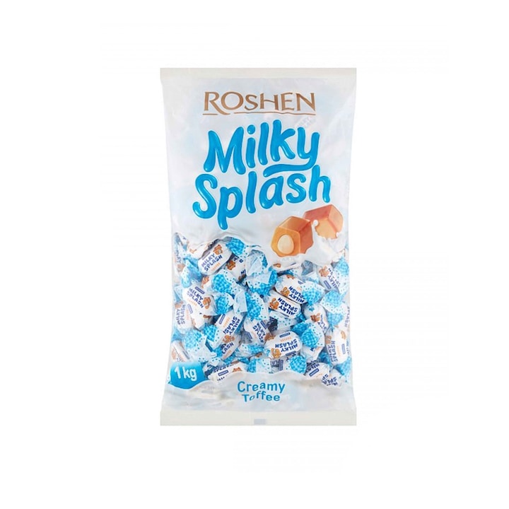 Milky Splash, caramele toffee cu umplutura de lapte 1 Kg, Roshen