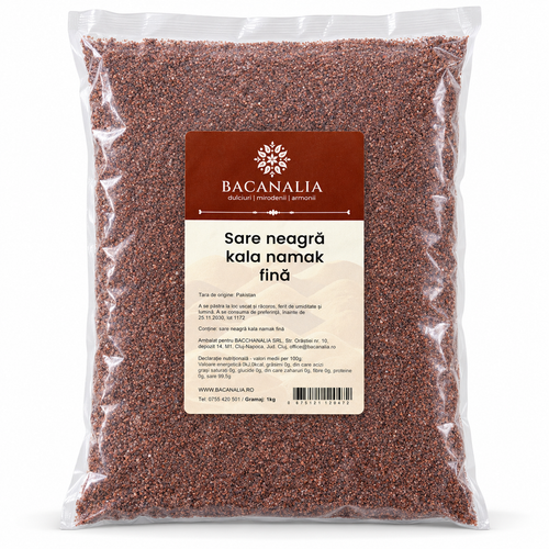 Sare neagră kala namak fină 1 kg, pungă Bacanalia
