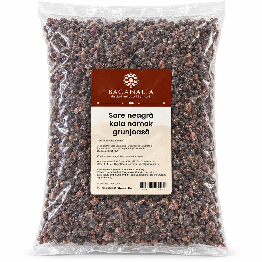 Sare neagră kala namak grunjoasă 1 kg, pungă Bacanalia