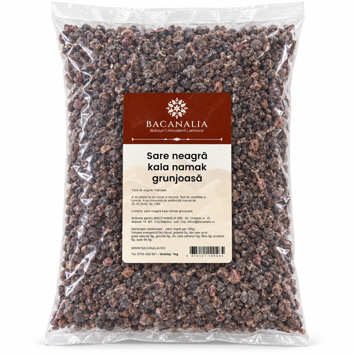 Sare neagră kala namak grunjoasă 1 kg, pungă Bacanalia