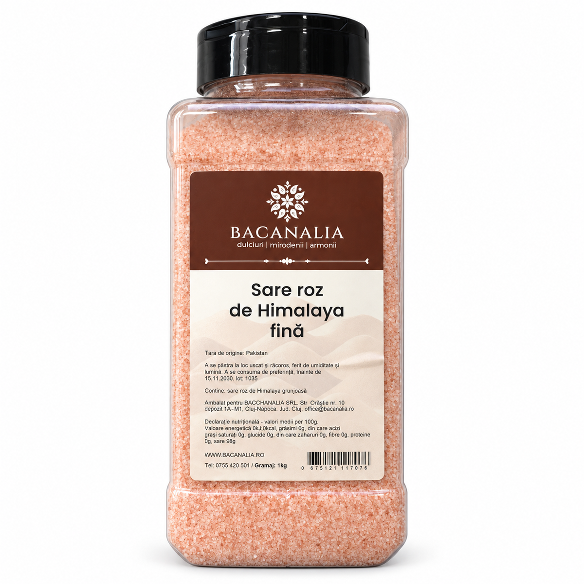 Recipient Bacanalia cu sare roz de Himalaya fină 1 kg