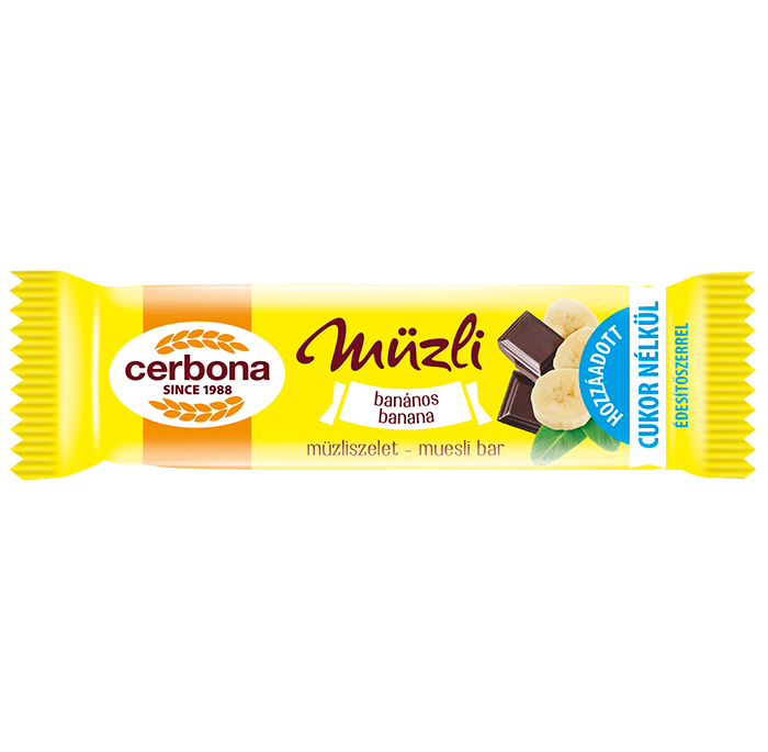 Baton musli cu banane, fără zahăr adăugat 20 g