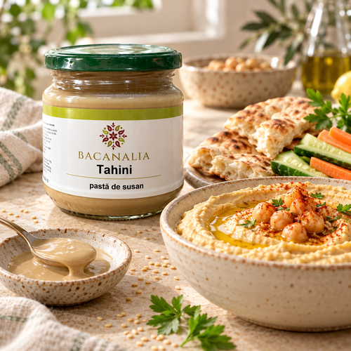 Tahini Bacanalia alături de hummus, lipie și legume