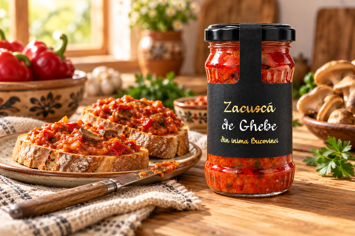Zacuscă de ghebe din inima Bucovinei, servită pe pâine